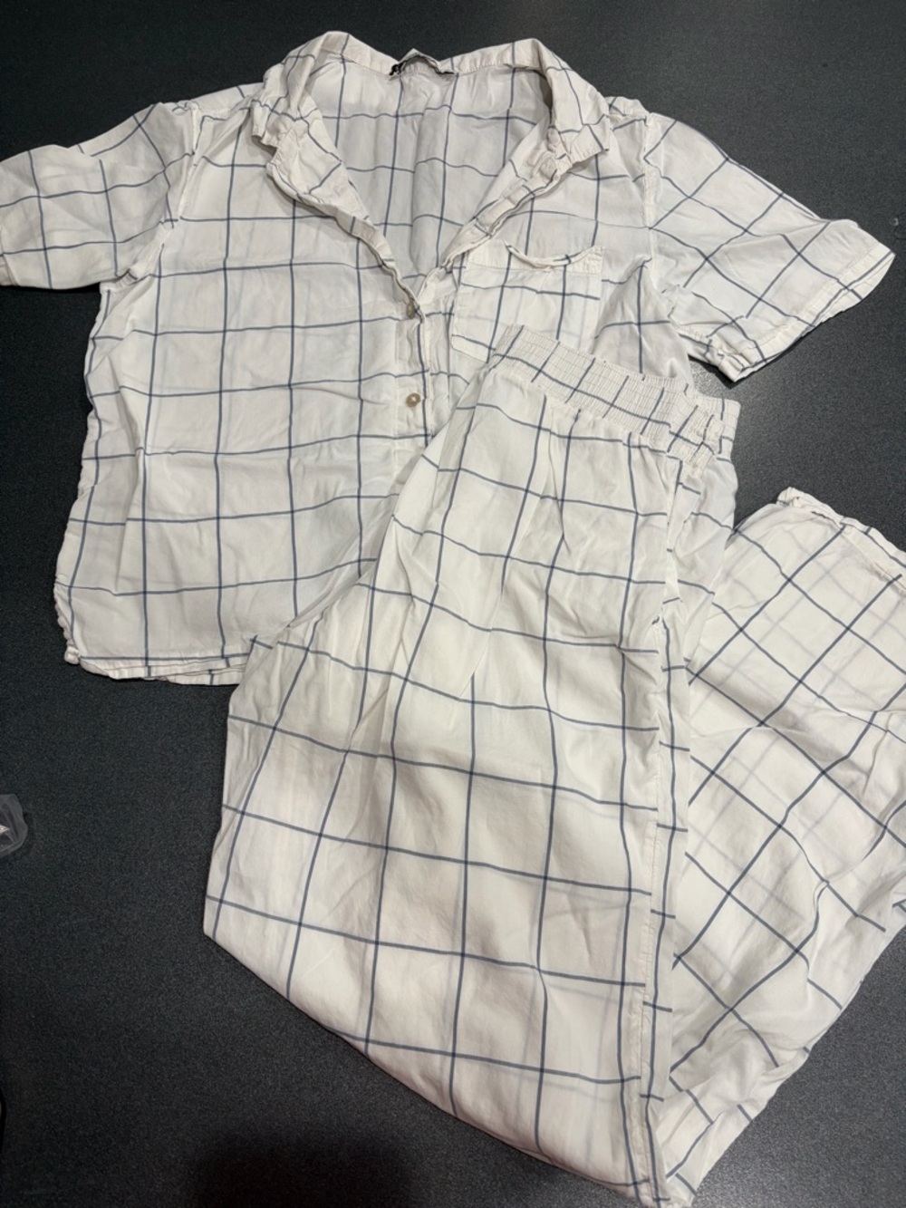 Abercrombie White Windowpane Pajama Set - Soft Cotton Sleepwear